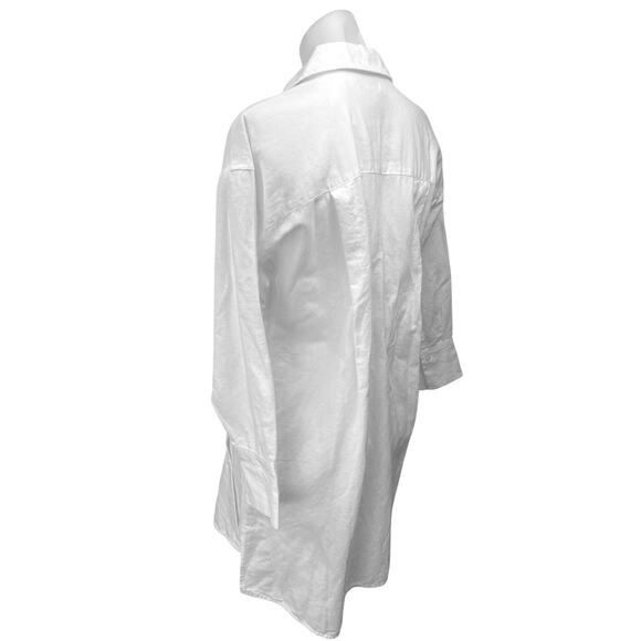 NEW Madewell White Linen Asymmetric Button Up Long Sleeve Mini Shirt Dress XXS - Picture 6 of 10